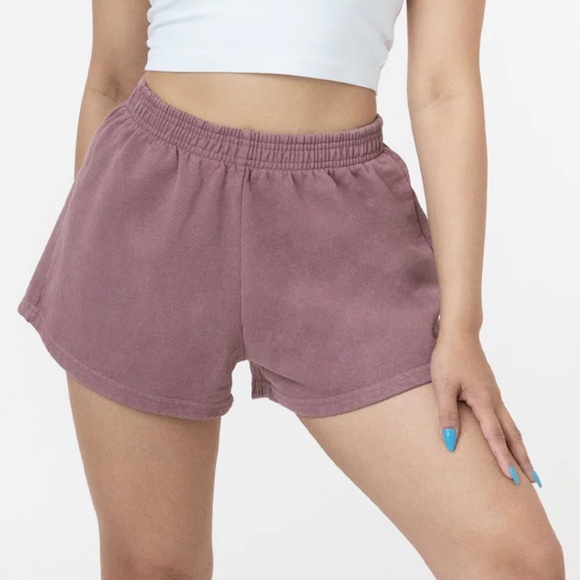 Los Angeles Apparel Garment Dye Heavy Fleece Shorts - Mauve, Size Large - Picture 3 of 4
